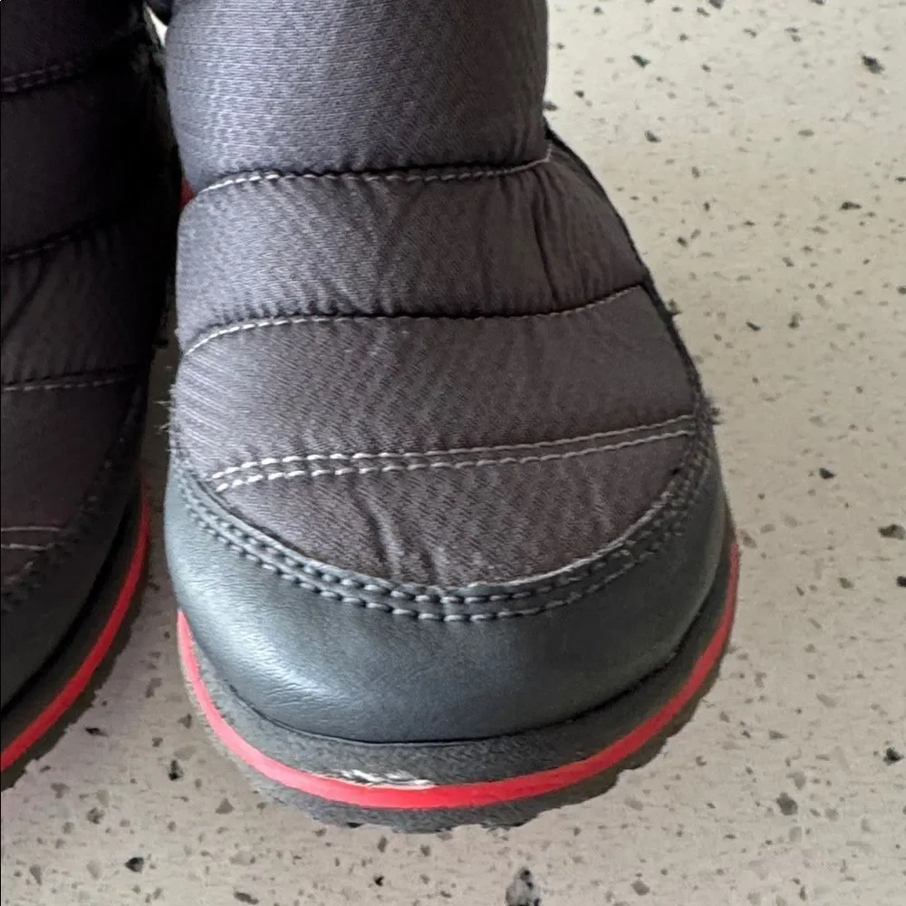 L.L. Bean PRIMALOFT Waterproof Kids' Toddler Snow Boots Gray Orange Trim Size 9